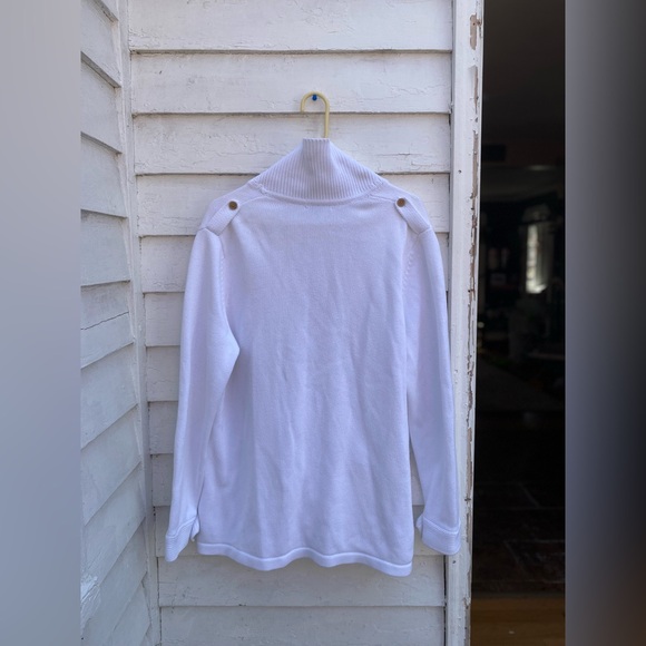 Lands End XL Long Sleeve White Cardigan with Button Details Sweater Cover Up - Picture 2 of 9